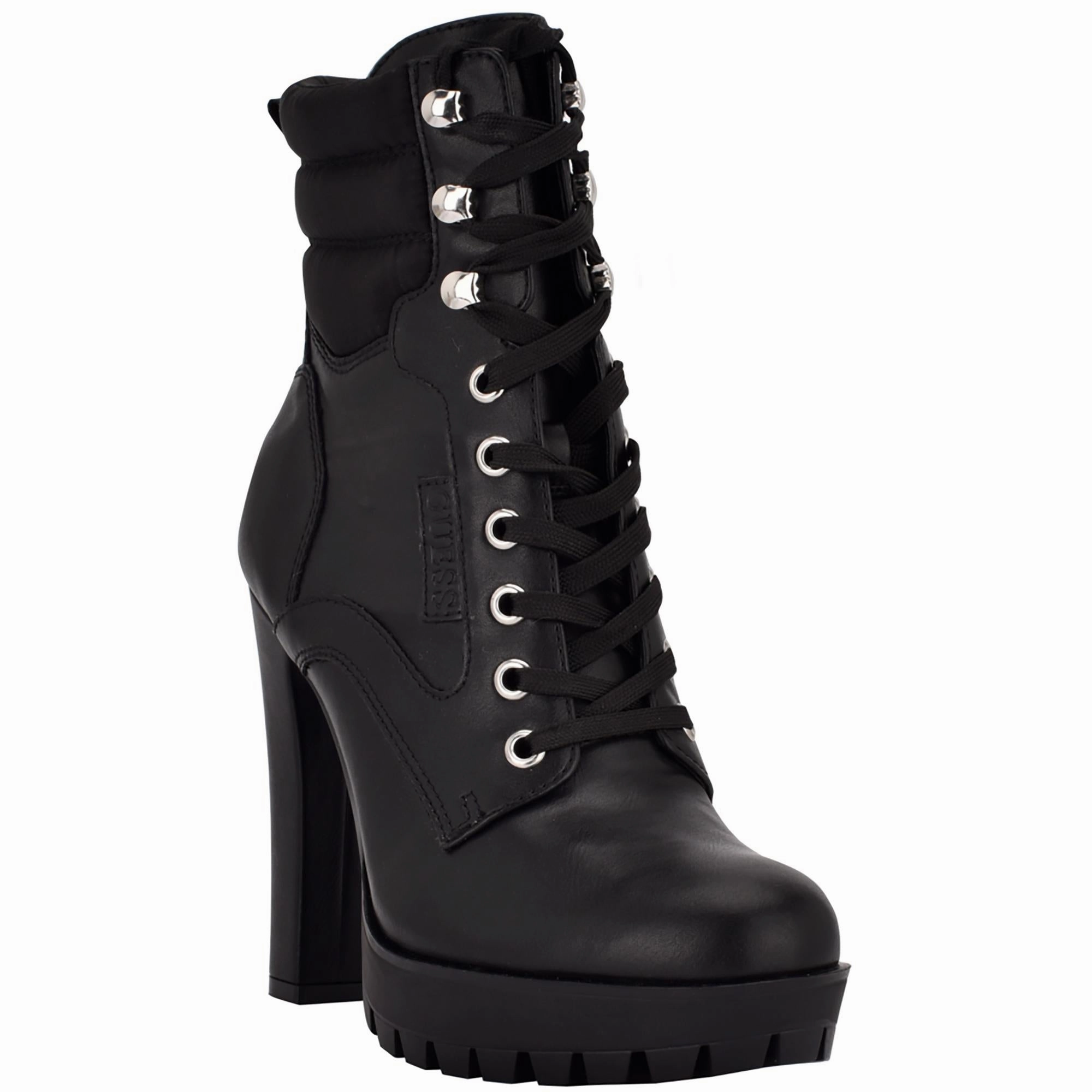 Talore  Womens Faux Leather Lux Sole Combat & Lace-Up Boots