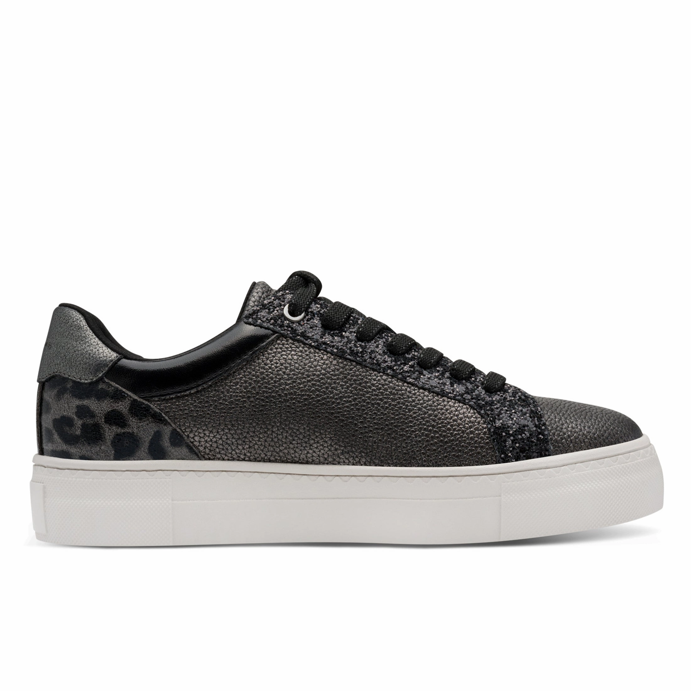 Tamaris Womens Petwer Silver Faux Leather Fashion Lace Up Sneakers Cheap Womens Sneakers collection