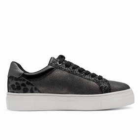 Tamaris Womens Petwer Silver Faux Leather Fashion Lace Up Sneakers Cheap Womens Sneakers collection