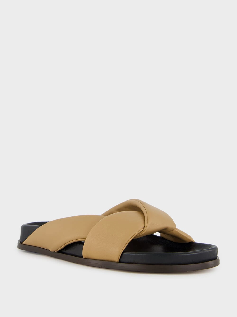 Tan Nappa Folded Sandals