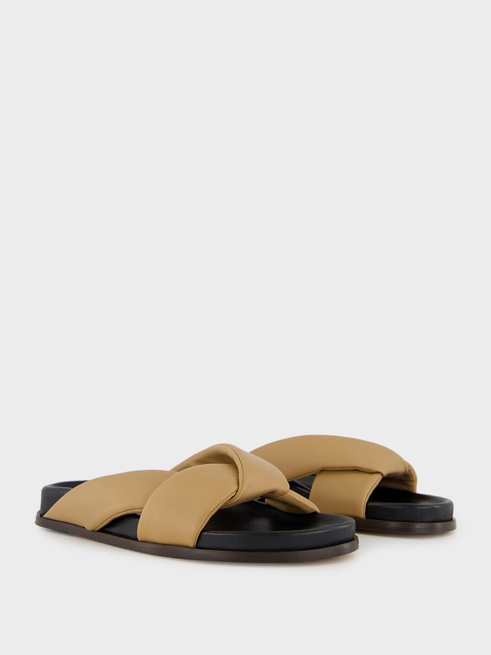 Tan Nappa Folded Sandals