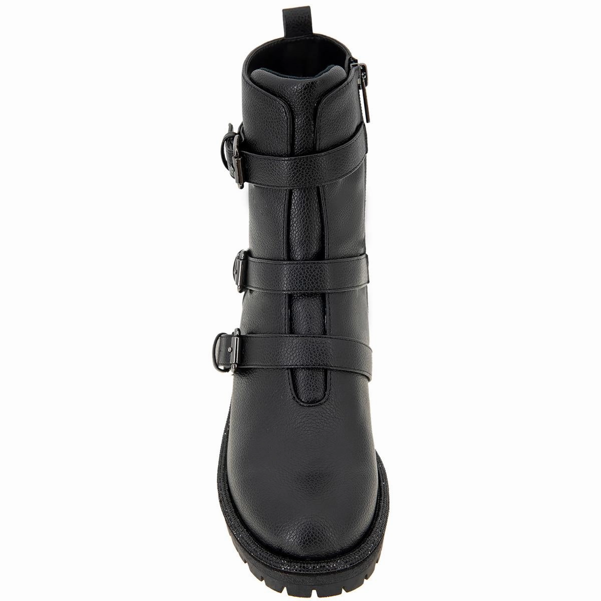 Tate Womens Faux Leather Rhinestone Motorcycle Boots