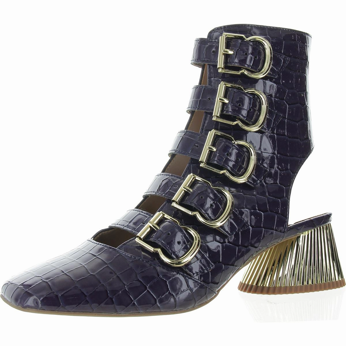 The Clarra Buckle Bootie Womens Patent Zipper Booties