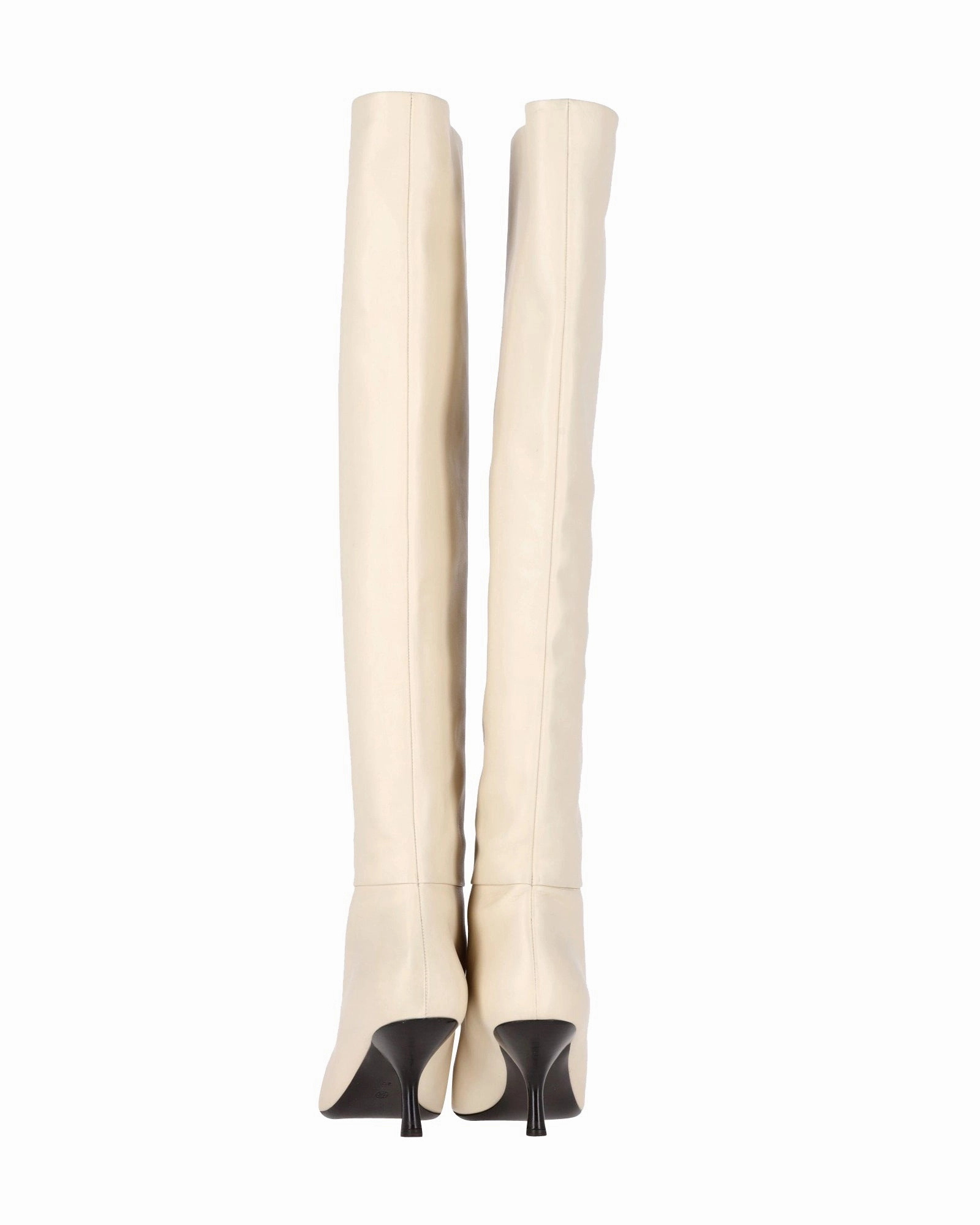 The Row Bourgeoisie Over-the-Knee Boots in Cream Calfskin Leather