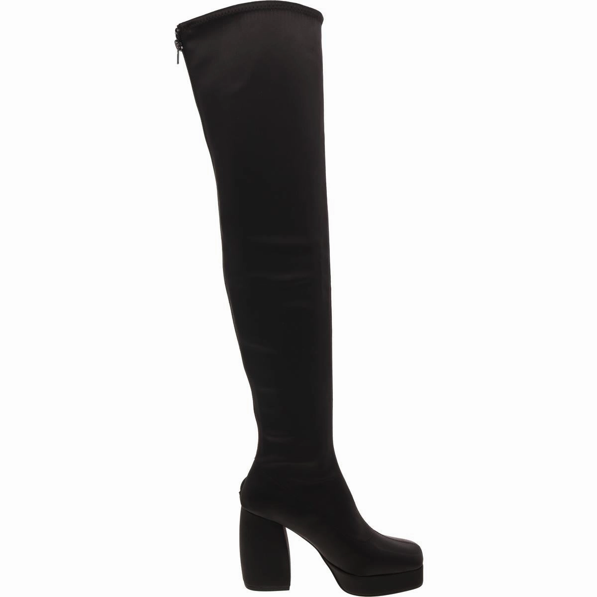 The Uplift Womens Block Heel Satin Over-The-Knee Boots