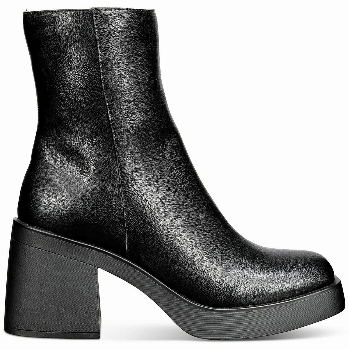 TIANNA Womens Faux Leather Zipper Mid-Calf Boots