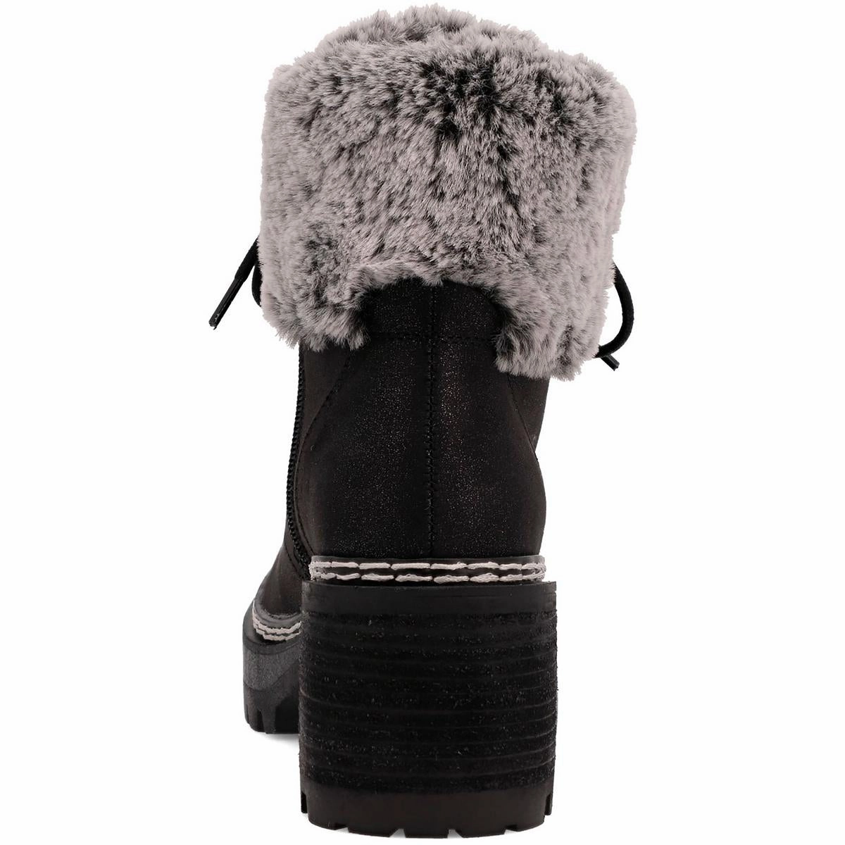 Tiler Womens Lace-Up Faux Leather Shearling Boots