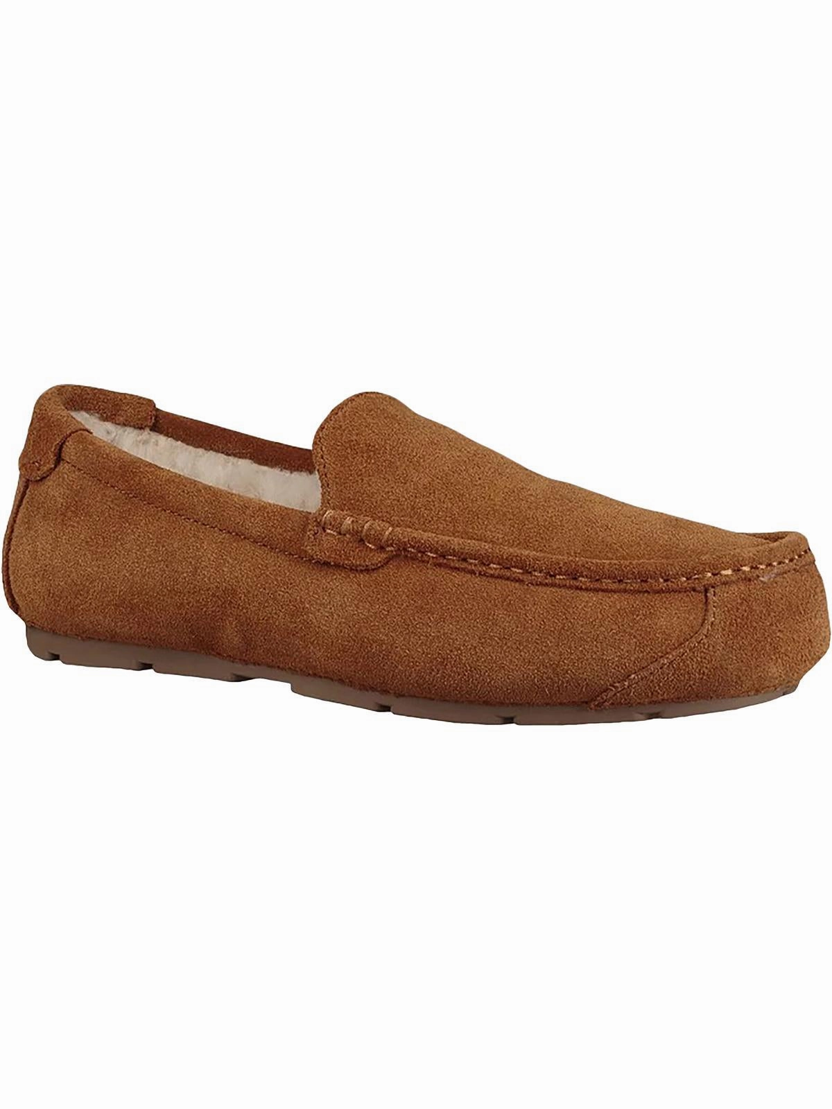 Tipton  Mens Suede Faux Fur Moccasin Slippers
