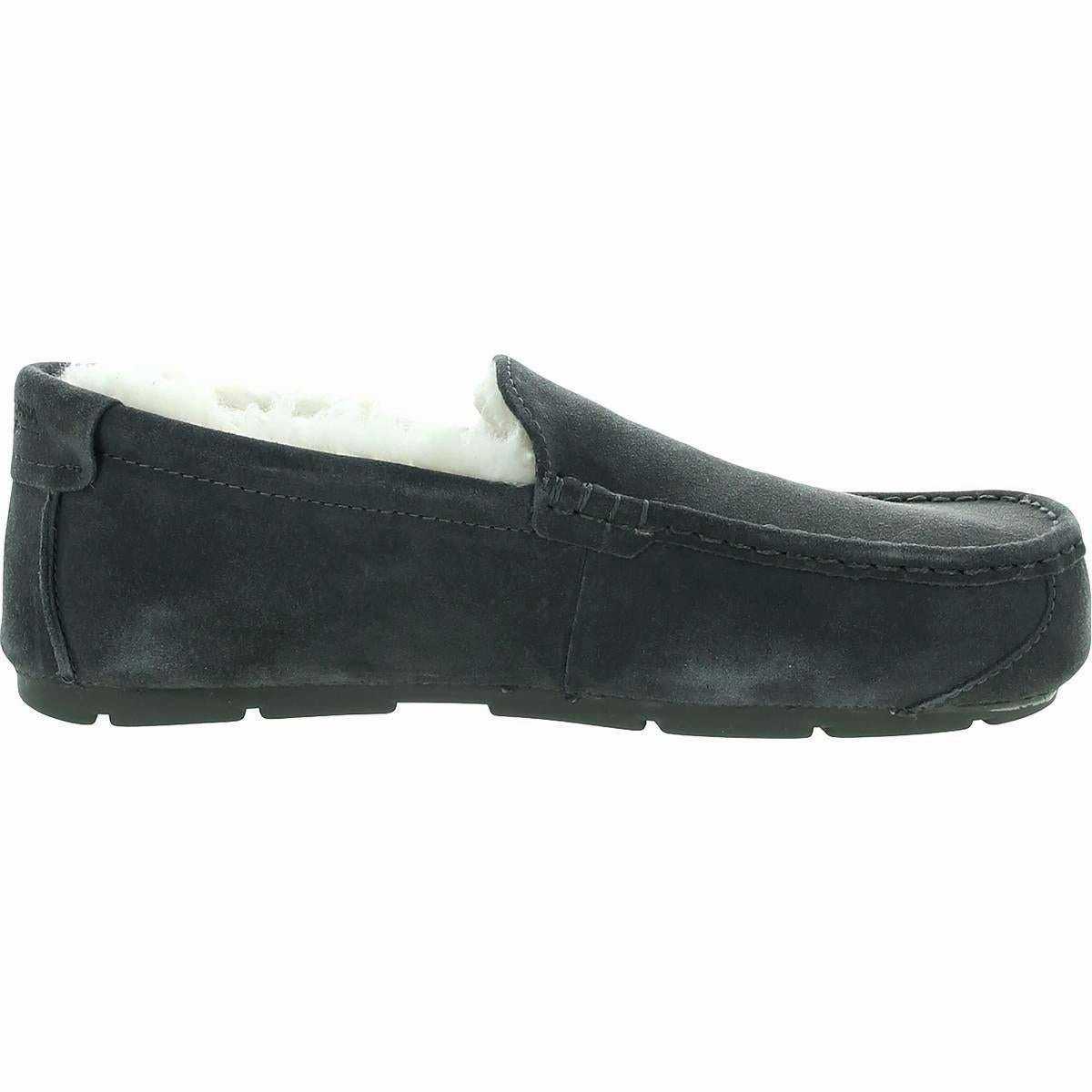 Tipton  Mens Suede Faux Fur Moccasin Slippers