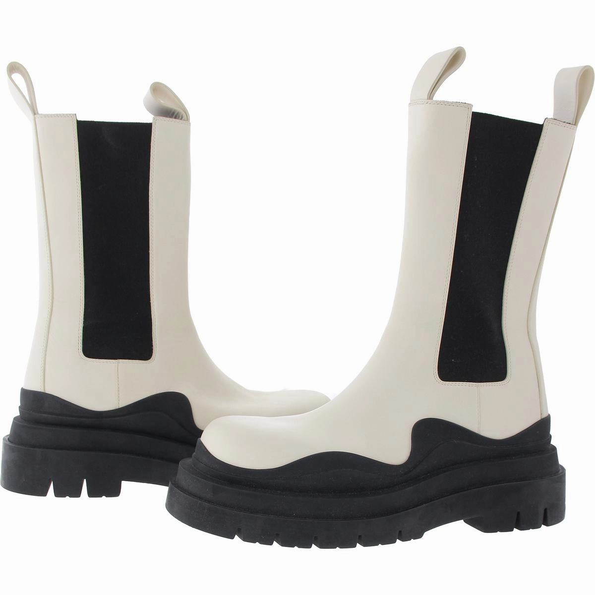 Tire Boot Womens Pull On Lug Sole Mid-Calf Boots
