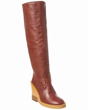 TODs Leather Wedge Knee-High Boot Womens Winter Boots promo deal