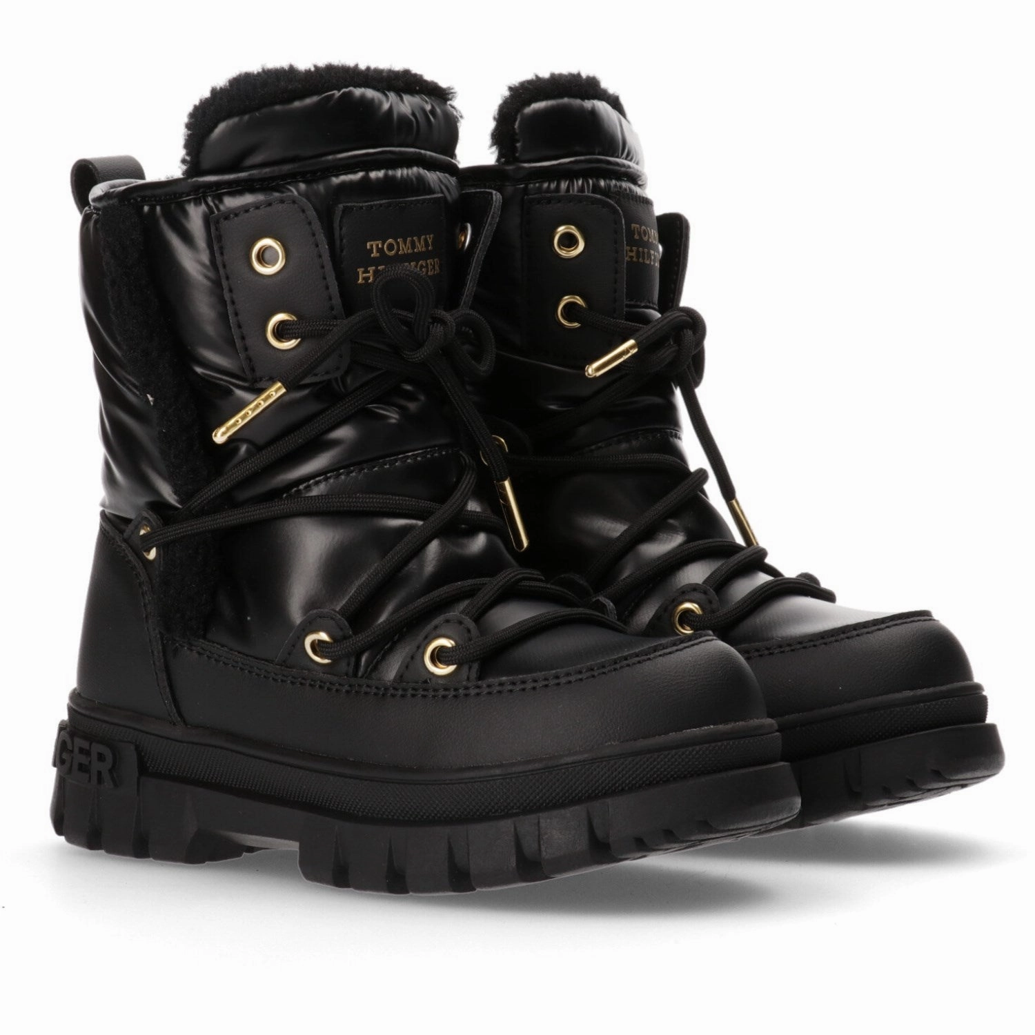 Tommy Hilfiger Black Fur Boot Cheap Kids Winter Footwear