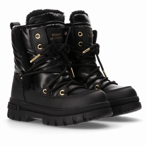 Tommy Hilfiger Black Fur Boot Cheap Kids Winter Footwear