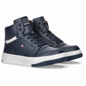 Tommy Hilfiger Blue Mid Cutlace-Up Sneaker Kids Sneakers with Laces sale