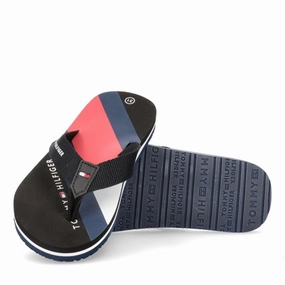 Tommy Hilfiger Flag Print Flip Flop Black Flip-Flops for Kids sale