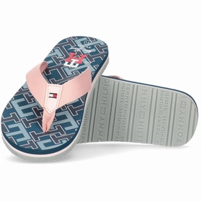 Tommy Hilfiger Logo Flip Flop Blue/Pink Water Sandals for Kids discount