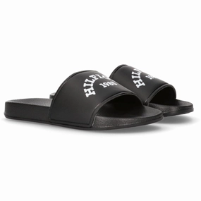 Tommy Hilfiger Logo Pool Slide Black Flip-Flops for Kids sale
