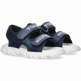 Tommy Hilfiger Logo Velcro Sandal Blue Kids Open Sandals cheap sale