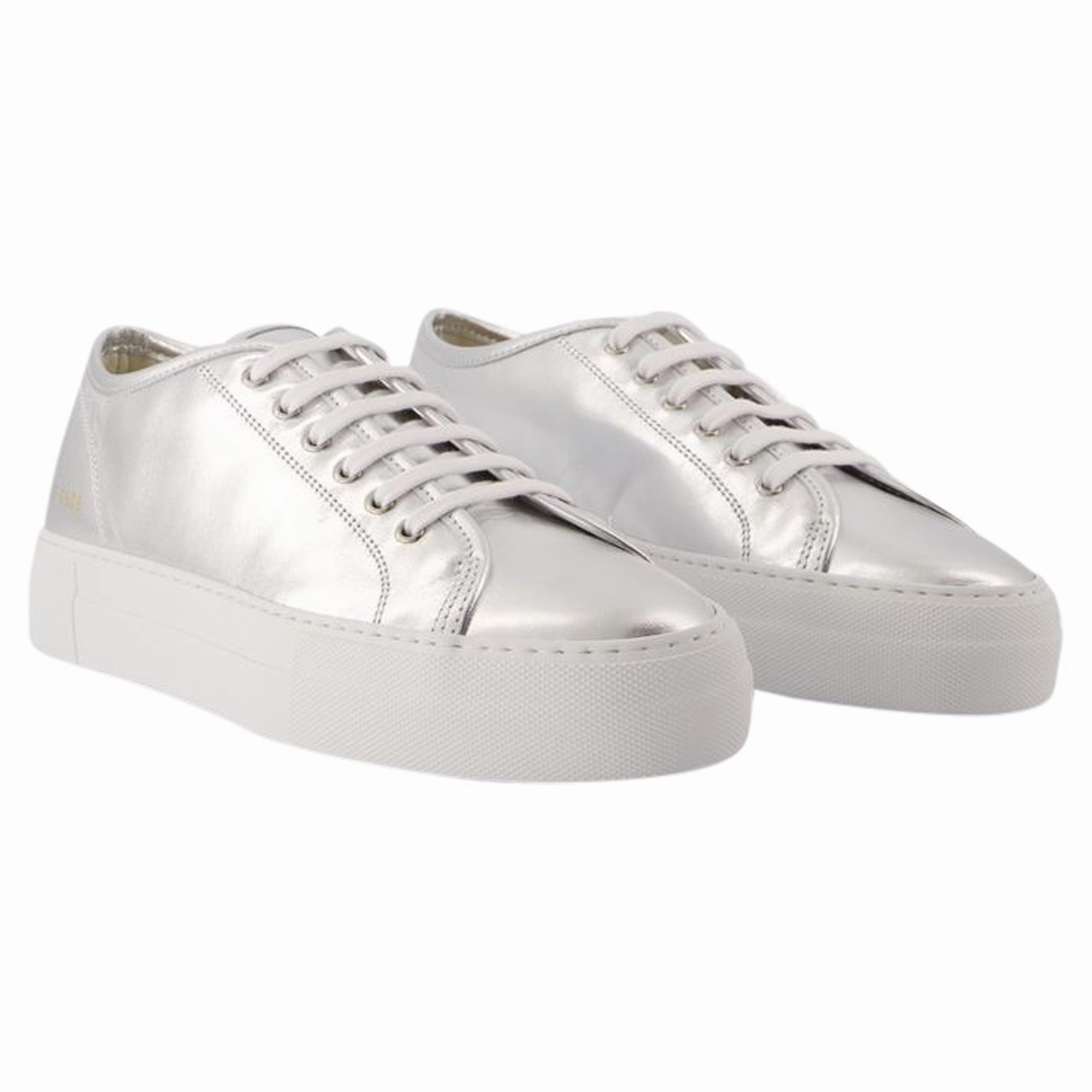 Tournament Super Shiny Sneakers - COMMON PROJECTS - Leather - Silver