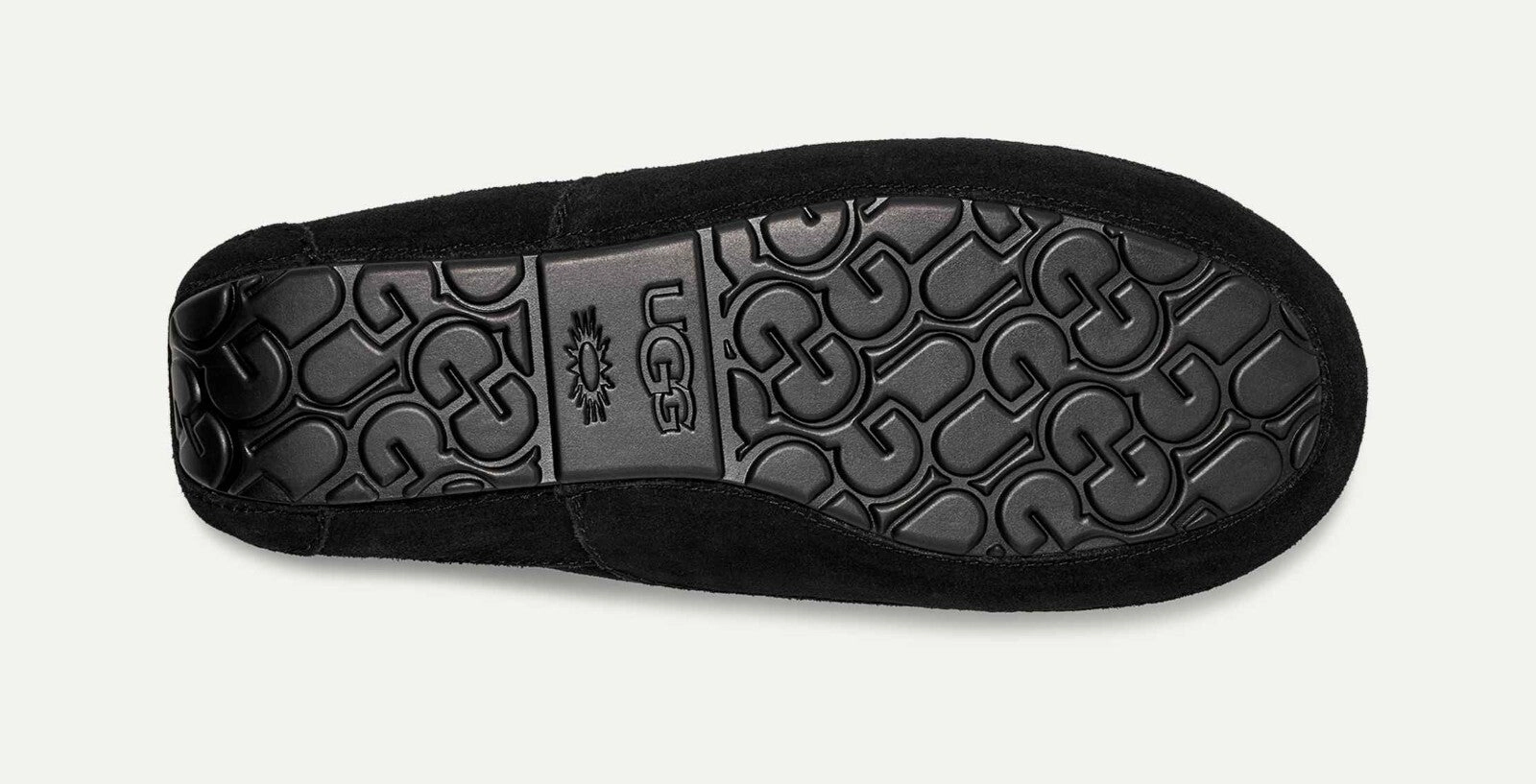 UGG Ascot 1101110-BLK Moccasin Mens US 7 Black Suede Wool Slip On Slipper DWA626