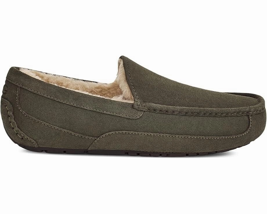 UGG Ascot 1101110 Slipper Men's 9 Forest Night Suede Wool Lined Moccasin KHD1510