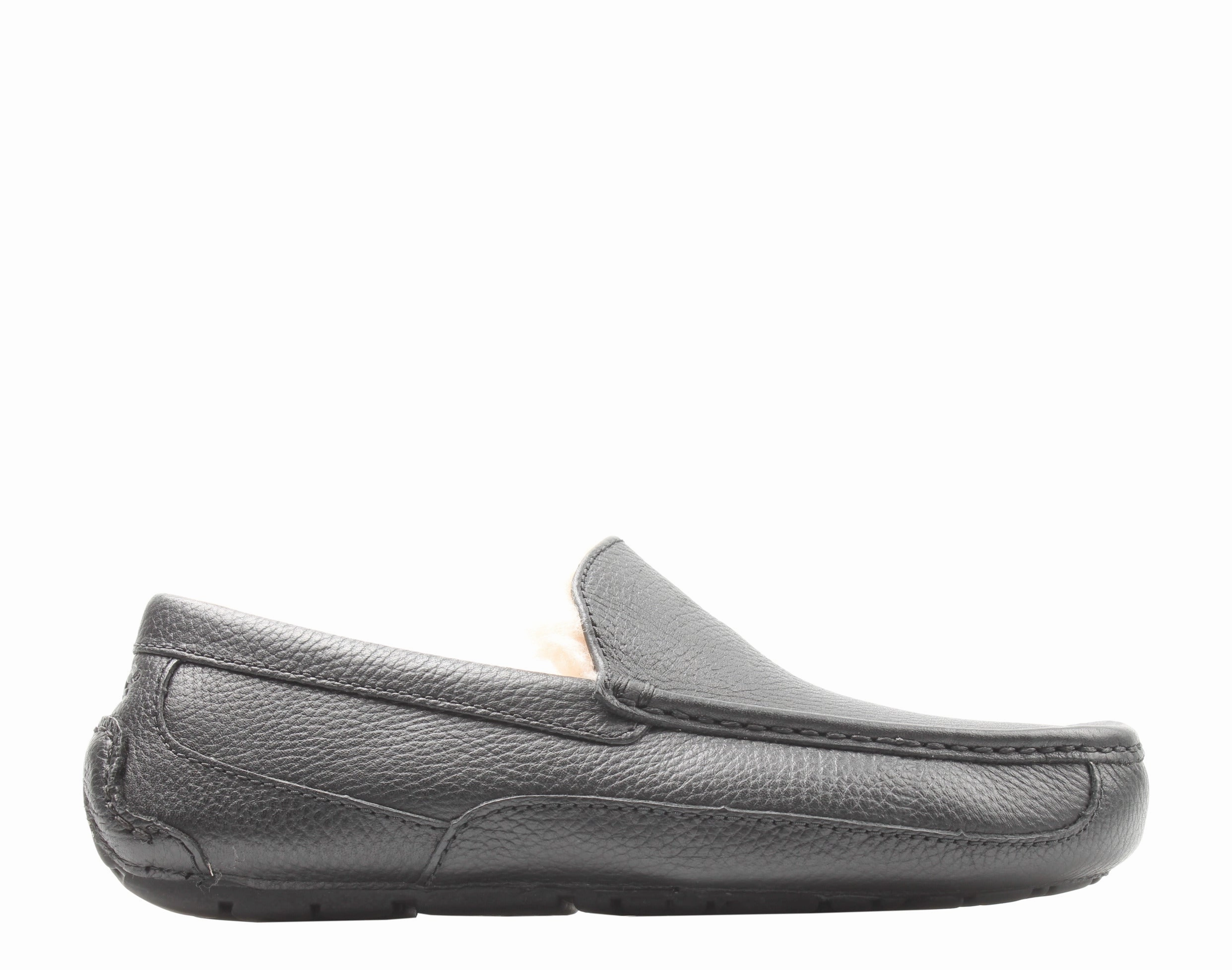 UGG Australia Ascot Leather Moccasin Black Men's Slippers 5379B-BLK
