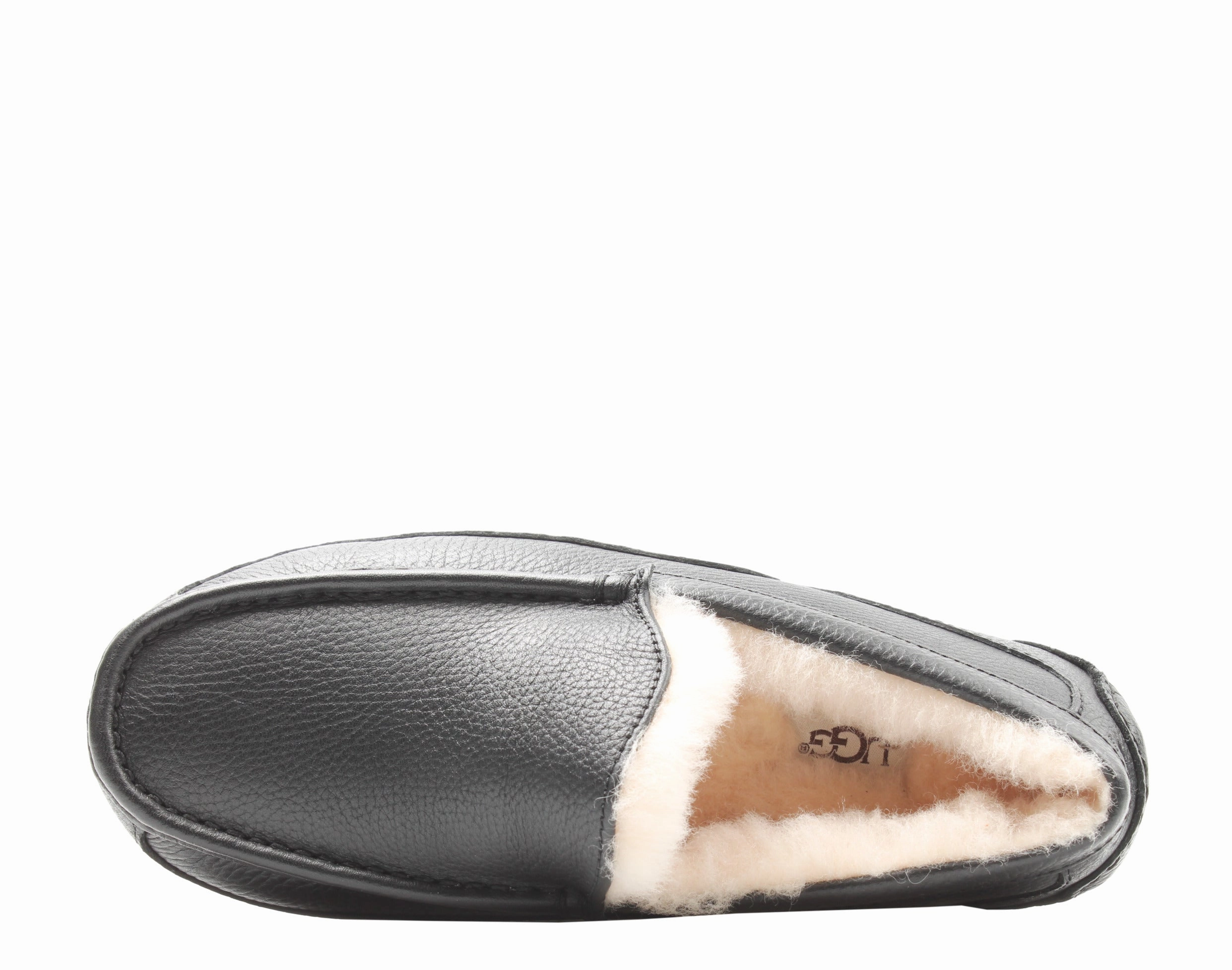 UGG Australia Ascot Leather Moccasin Black Men's Slippers 5379B-BLK