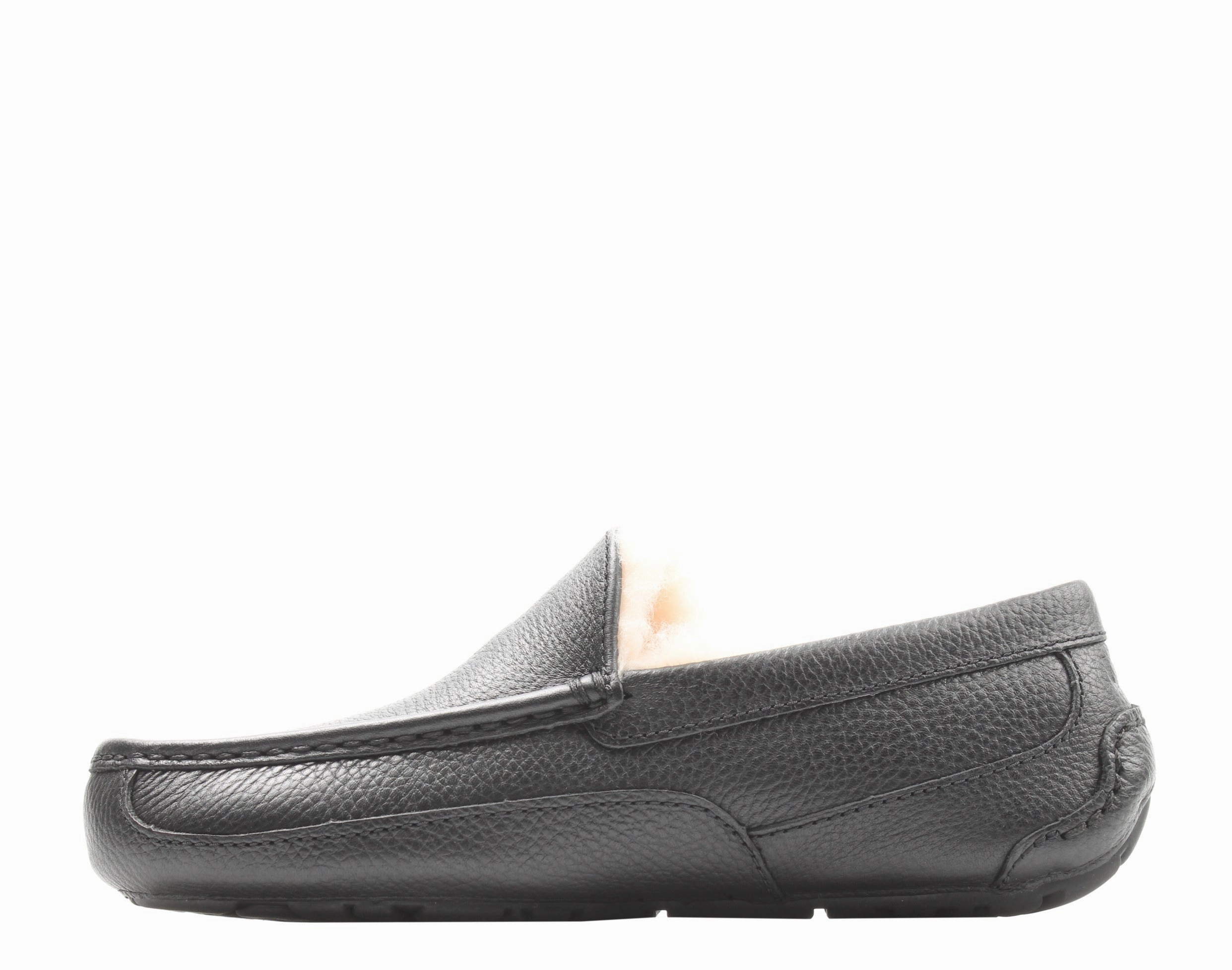 UGG Australia Ascot Leather Moccasin Black Men's Slippers 5379B-BLK