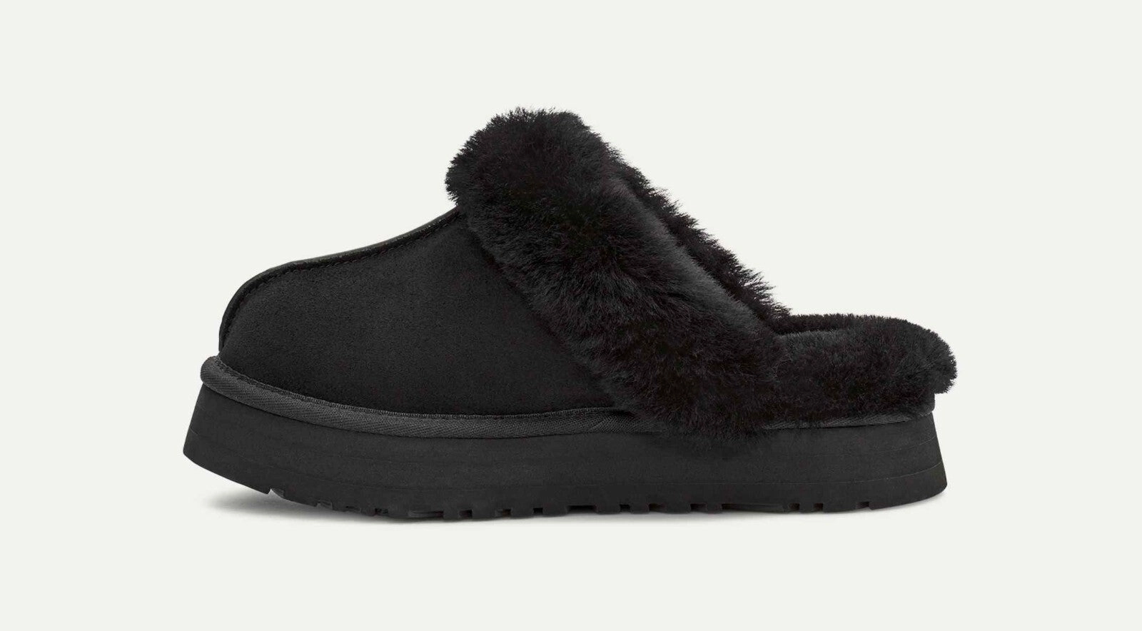 UGG Disquette 1122550-BLK Women's US 6 Black Suede Sheepskin Slippers GBNC459