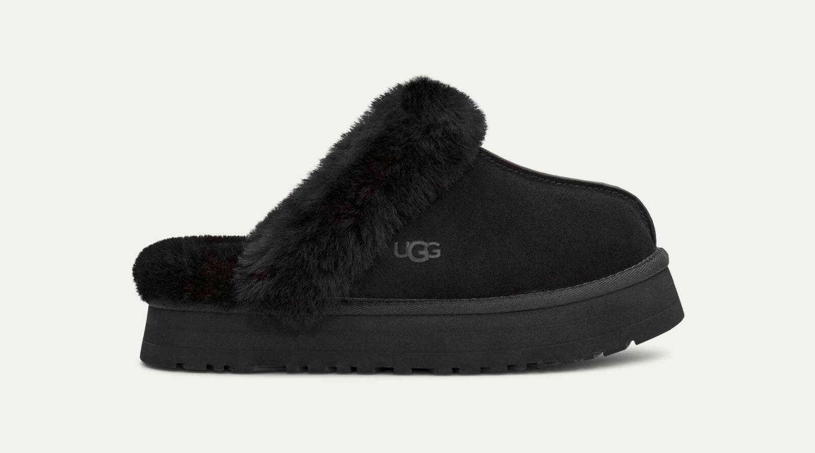 UGG Disquette 1122550-BLK Women's US 6 Black Suede Sheepskin Slippers GBNC459