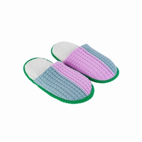 Unisex - Colorblock Slide Slipper In Stone Blue Lilac Womens Slippers at low price