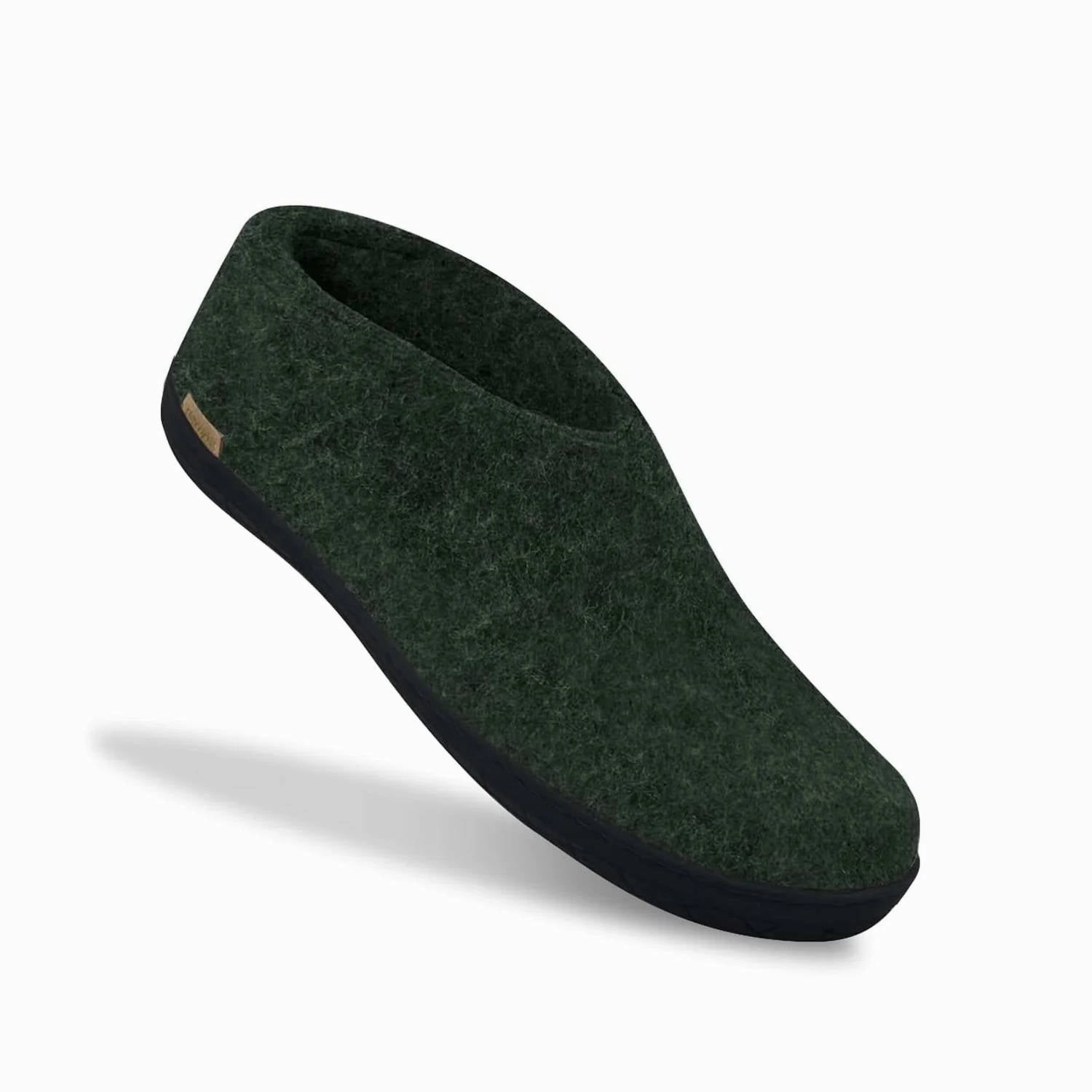 Unisex Felt Slipper With Black Natural Rubber Sole In Forest Womens Slippers at low price