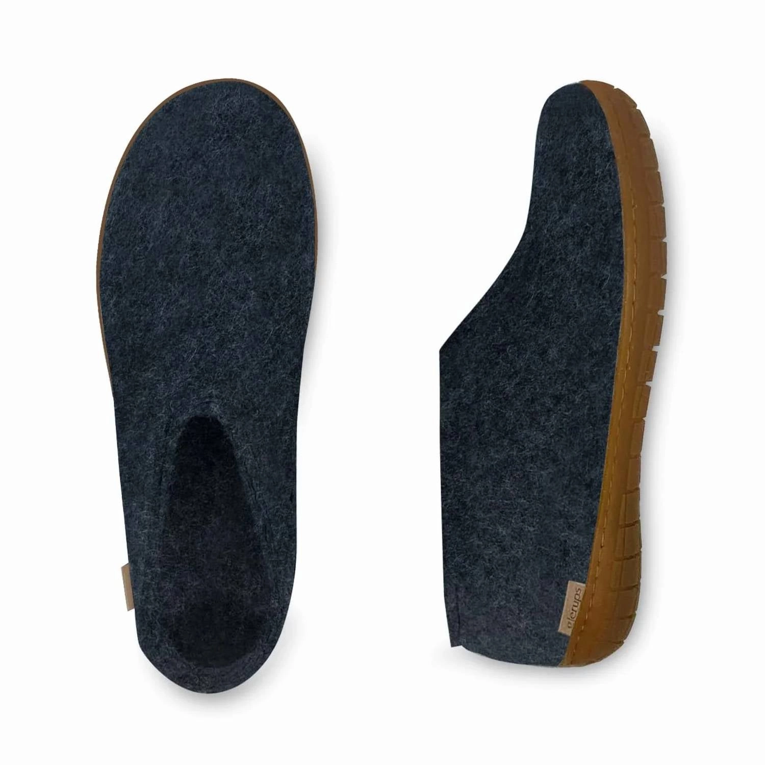 Unisex Felt Slipper With Honey Natural Rubber Sole In Denim