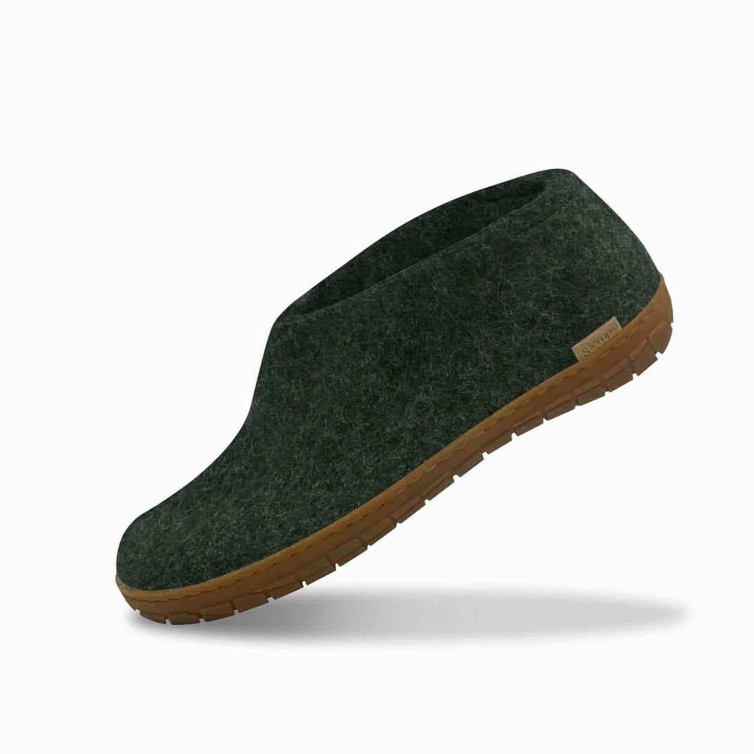 Unisex Felt Slipper With Honey Natural Rubber Sole In Forest