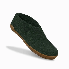 Unisex Felt Slipper With Honey Natural Rubber Sole In Forest Womens Slippers at low price
