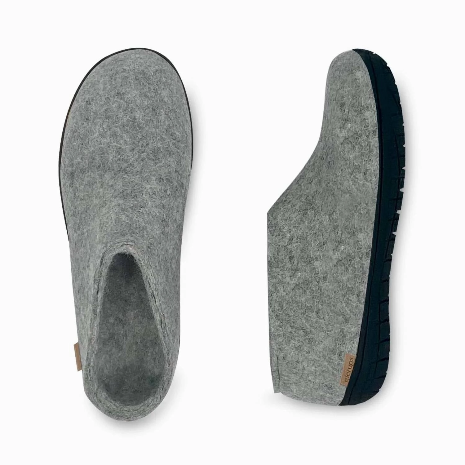 Unisex Felt Slipper With Natural Rubber Sole In Grey