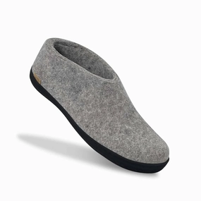 Unisex Felt Slipper With Natural Rubber Sole In Grey Womens Slippers at low price