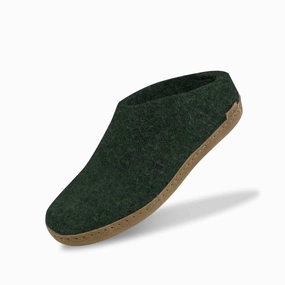 Unisex Slip-On With Leather Sole In Forest Womens Slippers at low price