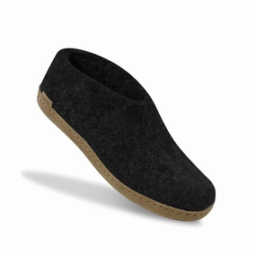 Unisex Slippers With Leather Sole In Charcoal Womens Slippers at low price