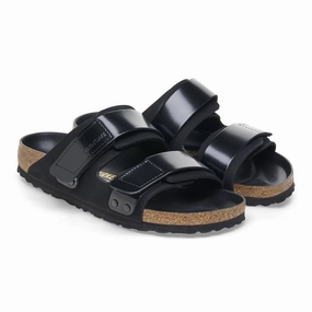 Unisex Uji Sandal In Black Shiny Discount Mens Beach Sandals