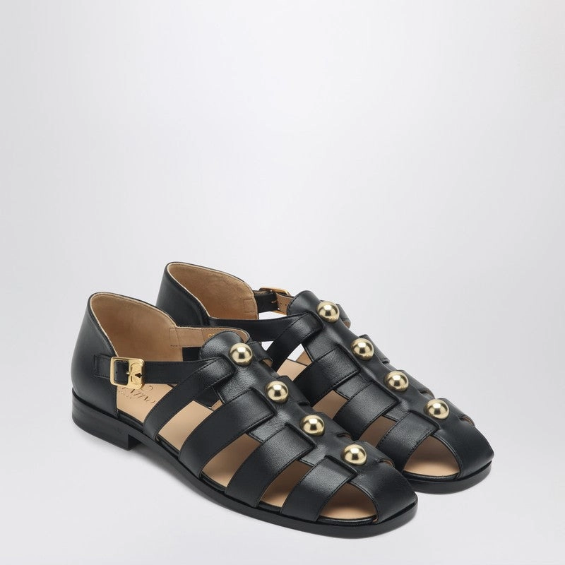 Valentino Garavani Men's Leather Fisherman Sandals With Studs Discount Mens Beach Sandals