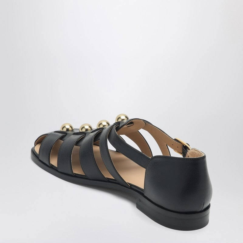 Valentino Garavani Men's Leather Fisherman Sandals With Studs