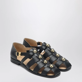 Valentino Garavani Men's Leather Fisherman Sandals With Studs Discount Mens Beach Sandals
