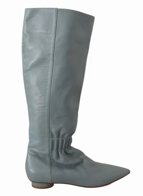 Valentino Leather Elastic Flats Pull On Knee High Boots Women's Shoes (Pre-Owned) Womens Boots sale online