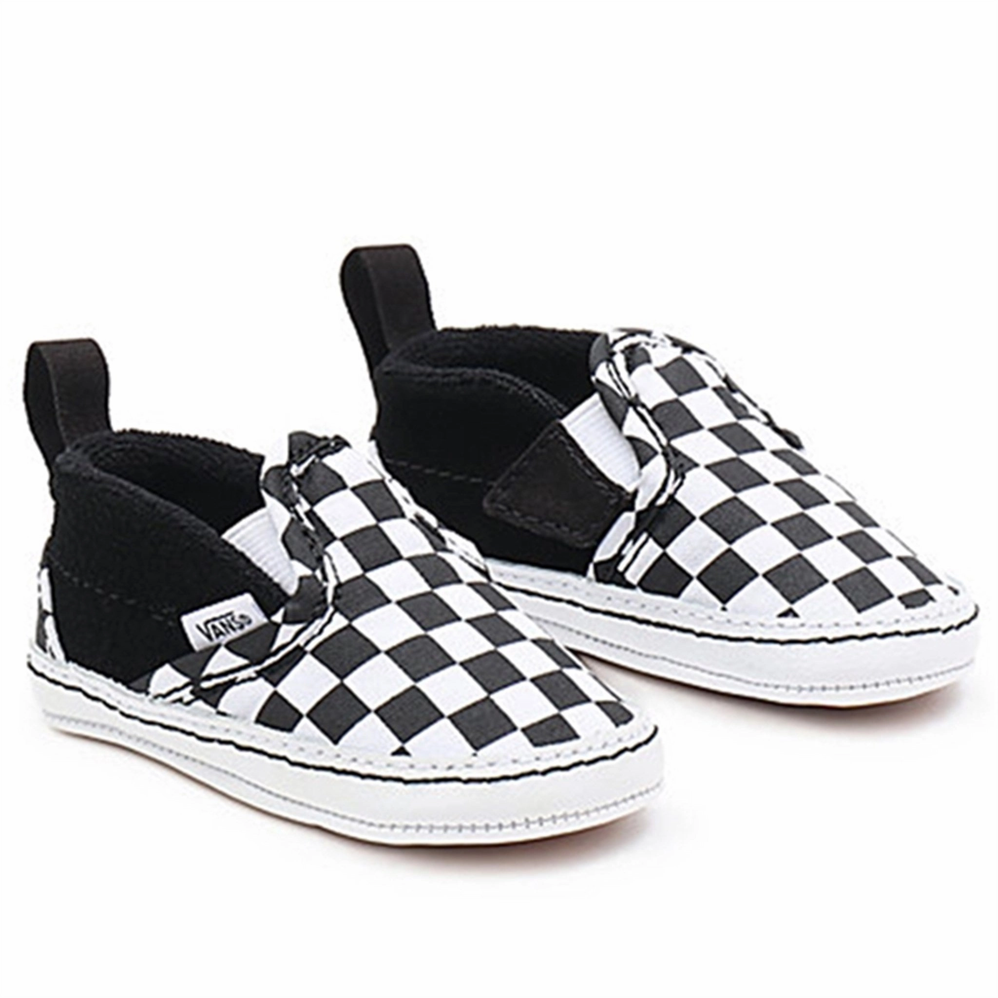 VANS IN Slip-On V Crib Sneakers Checker Black/True White Kids Velcro Sneakers discount