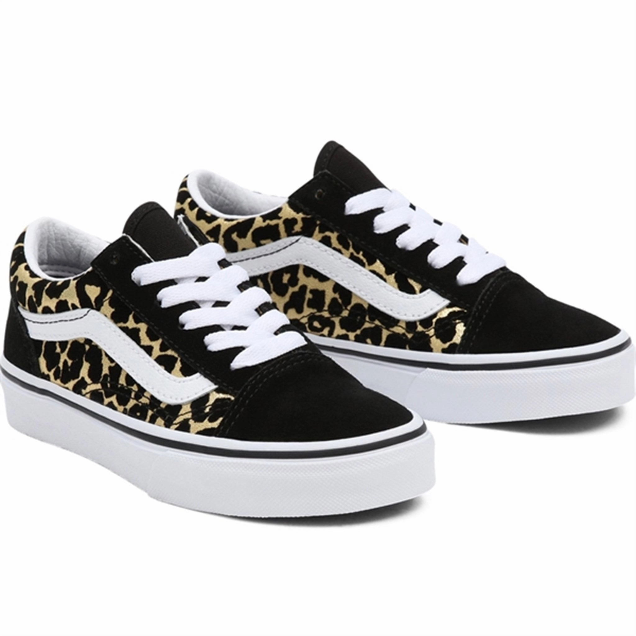 VANS Old Skool Leopard/Black Shoes Kids Sneakers with Laces sale