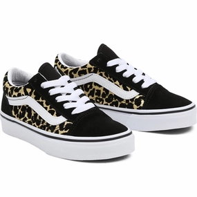 VANS Old Skool Leopard/Black Shoes Kids Sneakers with Laces sale