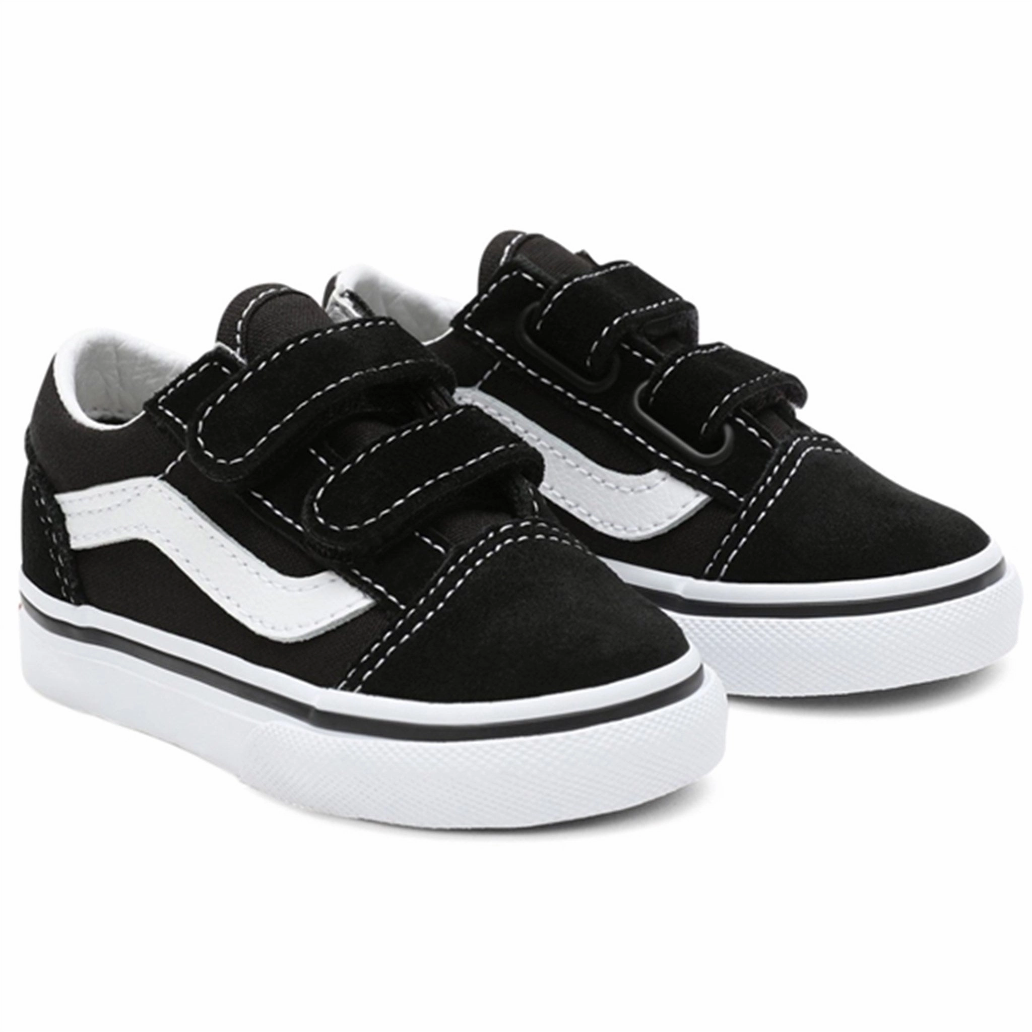 VANS Old Skool V Black Shoes Kids Velcro Sneakers discount