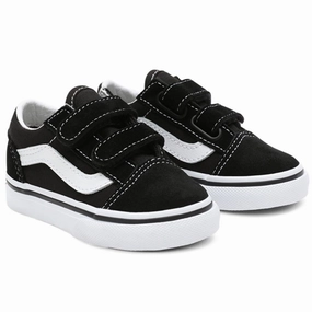 VANS Old Skool V Black Shoes Kids Velcro Sneakers discount
