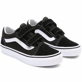 VANS Old Skool V Black/True White Sko Kids Velcro Sneakers discount